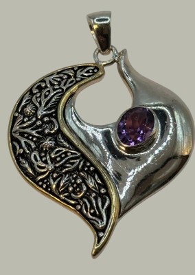 Auktion 366<br>grosser Silber-Anhänger-925- mit lila Stein, 4,5x3 cm, 8,5 gr [1]