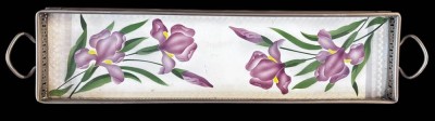 Auktion 367<br>kl. Galerietablett mit Blumendekor, L-35,5 cm, B-8 cm [1]