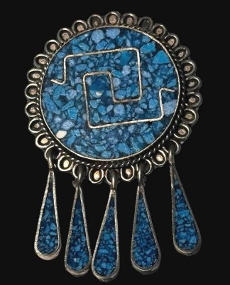 Auktion 367<br>Silber-925- Brosche bzw. Anhänger, Mexico, Türkise, H-ca. 4 cm, 6,2 gr. [1]