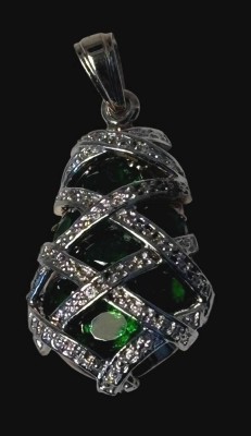 Auktion 367<br>Silber-Anhänger-925-, vergoldet, mit grünen und klaren Steinen, H-ca. 3 cm, 4,7 gr [1]