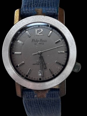 Auktion 367<br>PHILIP PERSIO Analoguhr Damen Uhr silberfarben, D-3,5 cm, Uhr sehr guter Zustand, Band mit Gebrauchsspuren [1]
