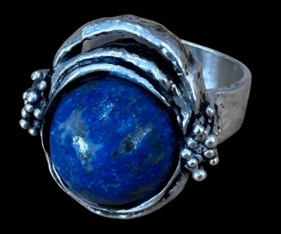 Auktion 367<br>massiver Silberring-925- Natürlicher Lapis Lazuli  , RG 54, 13,7 gr. [1]