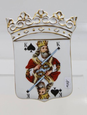 Auktion 367<br>Dose mit Spiekartenblattdekor, König, Tettau, ca. H-5,5cm L-14cm [1]