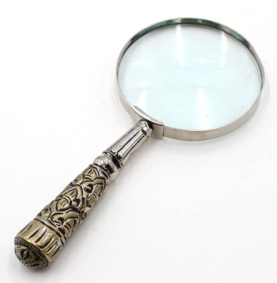 Auktion 367<br>gr. Handlupe, versilberter Griff, ca. L-22cm, älter [1]