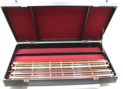 Auktion 367<br>Koffer mit zwei gr. Mundharmonikas, , M. Hohner, vor 1950, Modell Hohner Chord 48, je ca. L-59cm [1]