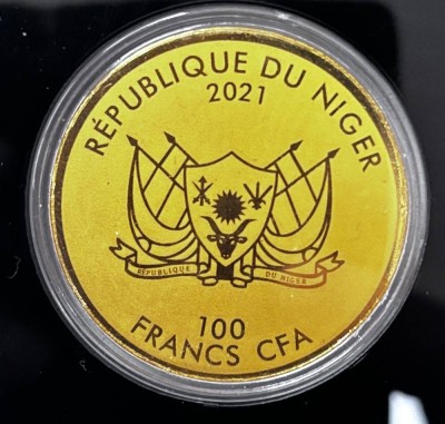 Auktion 367<br>Goldmedaille -999- 100 Franc CFA, Niger, 2021, 1/200 Unze, mit Zertifikat [1]