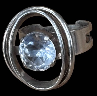 Auktion 367<br>Silberring-835- mit klaren Stein, offene Schiene, 6,7 gr [1]