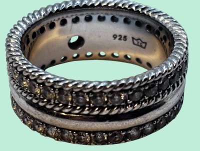 Auktion 367<br>Silberring mit klaren Steinen, -925-, Kronenmarke, RG 63, 11,5 gr. [1]