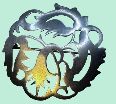 Auktion 367<br>Durchbruchbrosche, Silber-835-, Handarbeit, D-4 cm, 5,3 gr. [1]