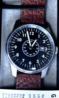 Auktion 367<br>Hirsch Werbe Uhr für ARAL, neu in OVP, Quartz [1]