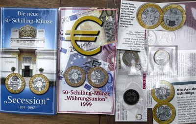 Auktion 367<br>5x 50 Schilling Kursmünze Österreich, 2x in Blister [1]