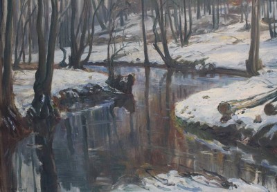 Auktion 367<br>Franz GRAF (1954), Ragöser Fliess, Öl/Leinwand, restau.bed., gerahmt, RG 80,5 x 100cm, Sperrgutversand [1]