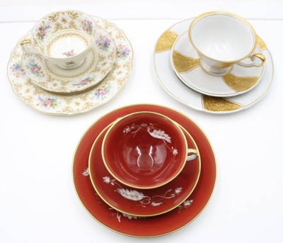 Auktion 367<br>3x div. Sammelgedecke, älter, Krautheim, Fürstenberg und Schierholz, 1x Kuchenteller bestossen, ca. H-6,3cm [1]