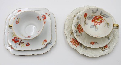 Auktion 367<br>2x div. Sammelgedecke, älter, Sorau und Bareuther, ca. H-5,2cm [1]