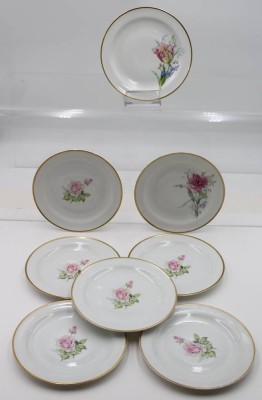 Auktion 367<br>8x Kuchenteller, Krautheim, florale Dekore, je D-17,5cm [1]