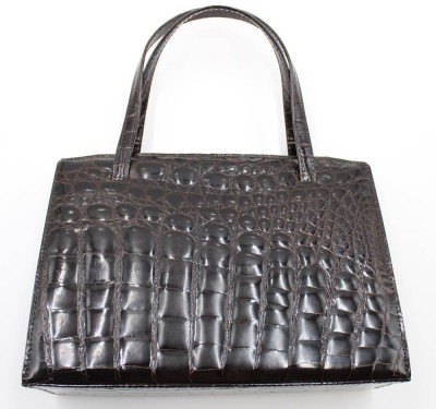 Auktion 367<br>Reptilienleder-Handtasche, schwarz, 19x24 cm, Tragespuren [1]