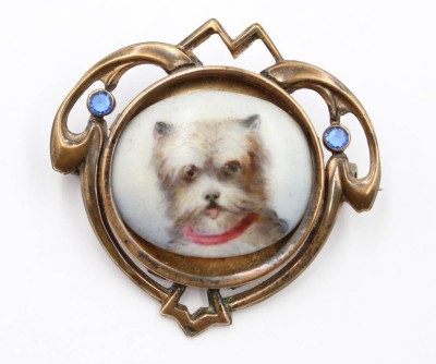 Auktion 367<br>Jugendstil-Fotobrosche, blaue Steine, ca. 3,5 x 3,3cm [1]