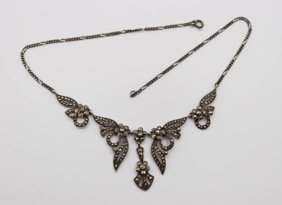 Auktion 367<br>schöne 925er Silber-Collier, Markasitenbesatz, 15,1gr., ca. L-40cm [1]
