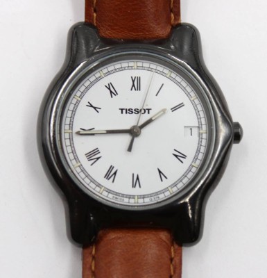 Auktion 367<br>Herrenarmbanduhr, Tissot , Keramikgehäuse, Quartzwerk, Funktion nicht geprüft, D-3,5cm [1]