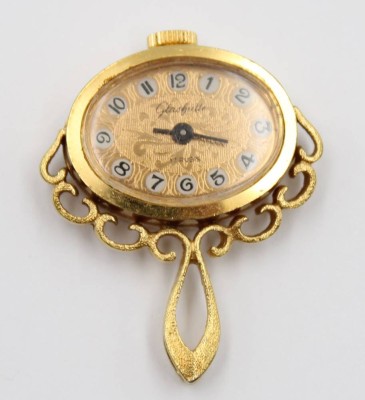Auktion 367<br>Vintage-Damen-Umhängeuhr, Glashütte, Handaufzug, Werk läuft an, ca. 3,5 x 2,8cm [1]
