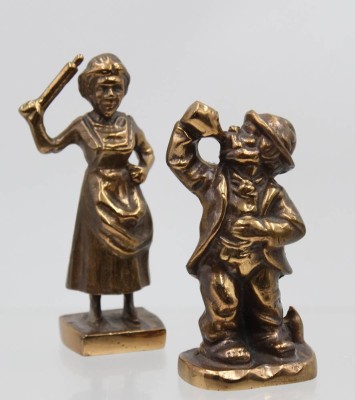 Auktion 367<br>2x Bronzefiguren, Dalbeck, Trinker und die dazugehörige Ehefrau, ca. H-13,5cm [1]