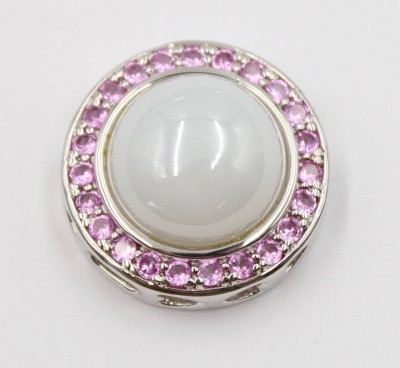 Auktion 367<br>runder Kettenflyer, 925er Silber , Farbsteinbesatz, zus. ca. 9,1gr., D-2,1cm [1]