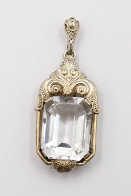 Auktion 367<br>925er Silber-Anhänger, älter, farbloser Stein, zus. ca5,1gr., 3,8 x 1,5cm [1]
