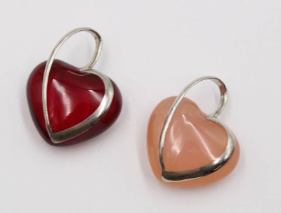 Auktion 367<br>2x Herz-Anhänger, Silbermontur, Steine?, ca. 3 x 2,2cm [1]