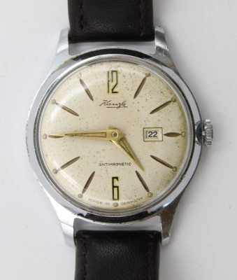 Auktion 369<br>Vintage-Armbanduhr, Kienzle, Handaufzug, Werk läuft an, Tragespuren, ca. D-3cm [1]