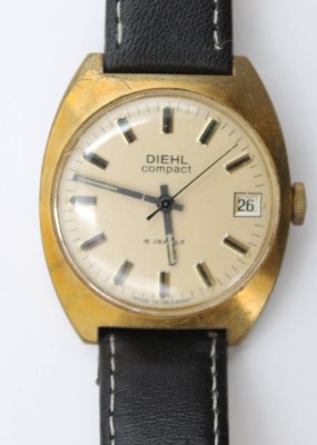 Auktion 367<br>Vintage-Armbanduhr, Diehl Compact, Handaufzug, Werk läuft an, Tragespuren, D-3,5cm [1]