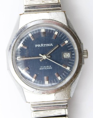 Auktion 367<br>Vintage-Armbanduhr, Prätina, Handaufzug, Werk läuft, Tragespuren, D-3,5cm [1]