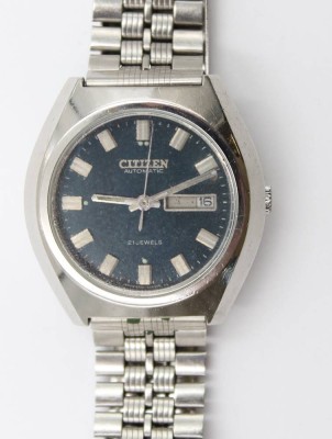 Auktion 367<br>Vintage-Armbanduhr, Citizen, Automatik, Werk läuft, Datum lässt sich nicht gesondert einstellen, Tragespuren, D-3,5cm [1]