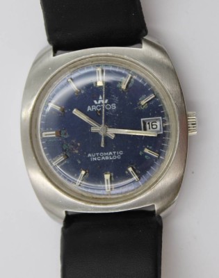 Auktion 367<br>Vintage-Armbanduhr, Arctos, Handaufzug, Werk läuft, Tragespuren, D-3,5cm [1]