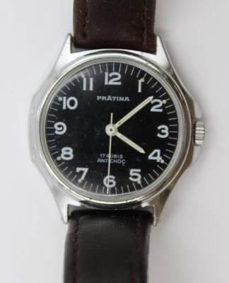 Auktion 367<br>Vintage-Armbanduhr, Prätina, Handaufzug, Werk läuft, Tragespuren, D-3cm [1]