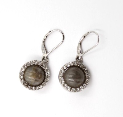 Auktion 367<br>Paar Ohrhänger, Labradorit u. klare Steine, 925er Fassung, ca. L-3cm [1]