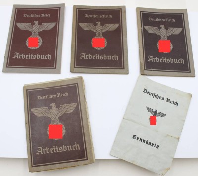 Auktion 367<br>4x div. Arbeitsbücher sowie eine Kennkarte, 3. Reich [1]