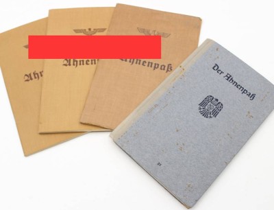Auktion 367<br>4x div. Ahnenpässe, 3. Reich [1]