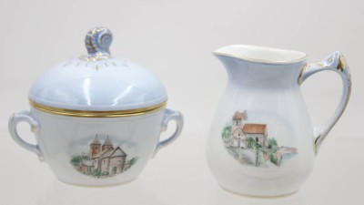 Auktion 367<br>Milch und Zucker, Bing & Grøndahl, je mit Ansichten, ca. H-9,3cm [1]