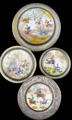 Auktion 367<br>4x div. kl. Deckeldosen mit persischen Reiterszenen in Emaillemalerei, innen Spiegel, D-4,2 cm bis ca. 6,5 cm [1]