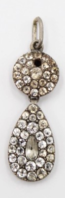 Auktion 367<br>antiker Silber-Anhänger (gepr.), klare Steine (1x fehlt), ca. L-4cm, 3gr. [1]