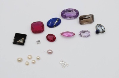 Auktion 367<br>kl. Konvolut Ausfassware, div. Steine, keine Brillanten [1]