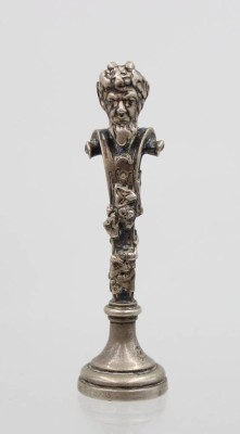 Auktion 367<br>Petschaft, um 1900, 800er Silber, Satyr, ca. 30gr., ca. H-7cm [1]