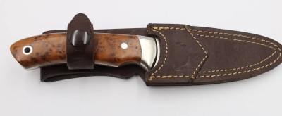 Auktion 367<br>Jagdmesser, Joker, Spain, Lederetui, Holzgriff, ca. L-21cm [1]