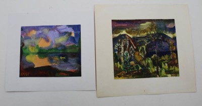 Auktion 367<br>2x Aquarelle, signiert N.Morozov, Landschaften, verso kyrill. betitelt und datiert, je ungerahmt, BG 20 x 22,5cm u. 23,5 x 25cm [1]
