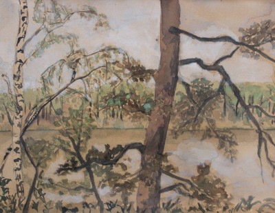 Auktion 367<br>2x div. unsignierte Landschaften, Aquarelle, je hinter Glas, ca. RG 40 x 32cm und 31,5 x 36,5cm [1]