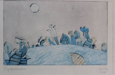 Auktion 367<br>Kunstdruck nach Maria REESE (1942), Hügelpflanzen, ger./Glas, RG 32 x 43cm [1]