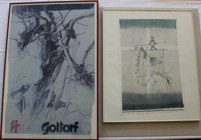 Auktion 367<br>2x Kunstdrucke, Horst Jansen und Paul Klee, je ger./Glas, RG 74,5 x 50cm u. 60 x 50cm [1]