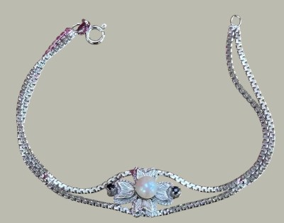 Auktion 367<br>Silber Armkette-835- mit Perle, 2 Safire, L-18 cm, 8,4 gr. [1]