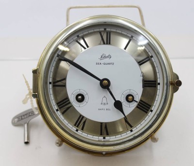 Auktion 367<br>Schatz Sea-Quartz Schiffsuhr, Werk nicht geprüft, ca. D-18cm, T-9,5cm [1]
