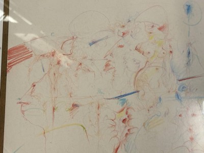 Auktion 367<br>unleserl. sign. Aquarell, 21x23 cm, ger/Glas, RG 66x51 cm, mit Widmung oder ähnliches..? [1]